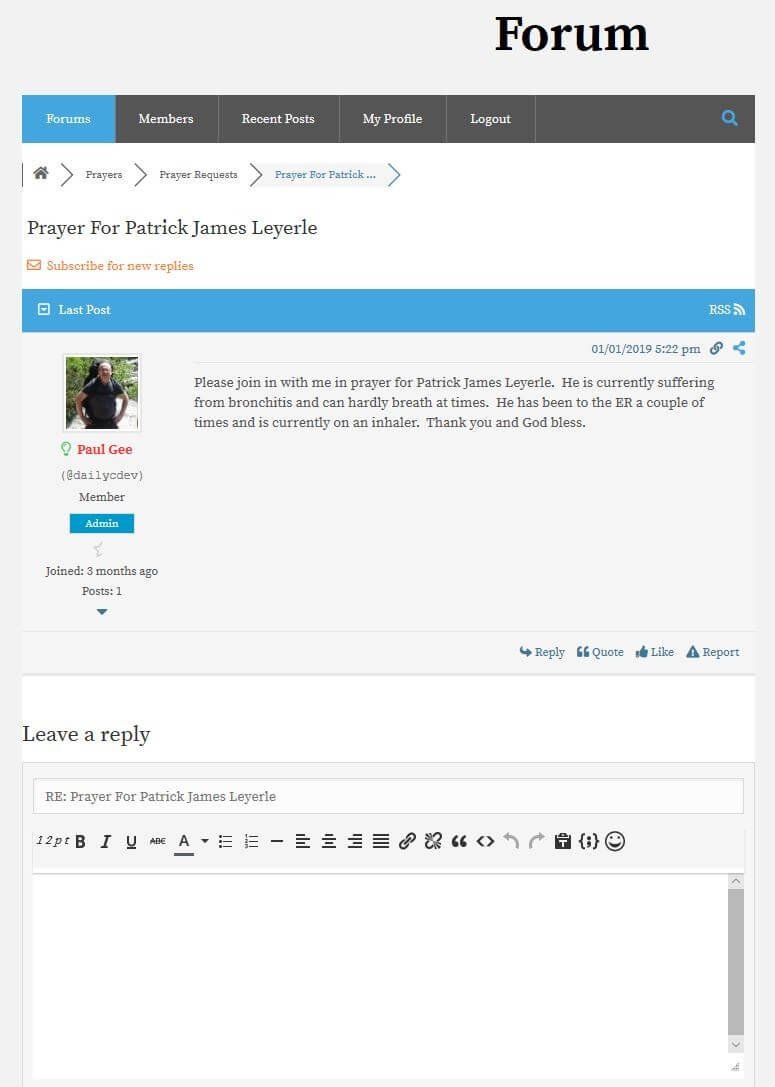 DailyCDev_Forum_PrayerRequests_PatrickJamesLeyerle